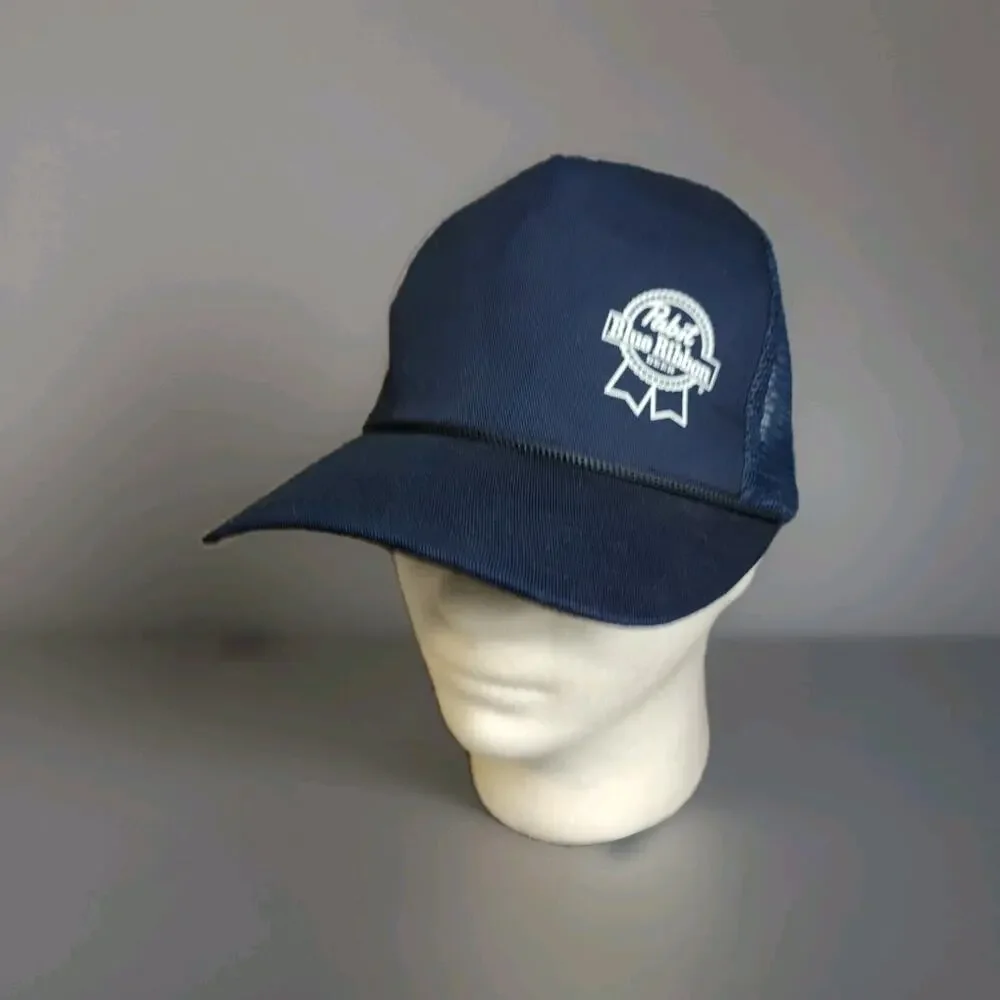Pabst Blue Ribbon Snapback Trucker Hat PBR Baseball Cap Mesh Back Braided Rope
